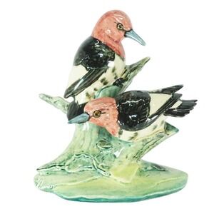Stangl Pottery Birds Double Red‎ Headed Woodpeckers / Pair Gloss Heads Vintage